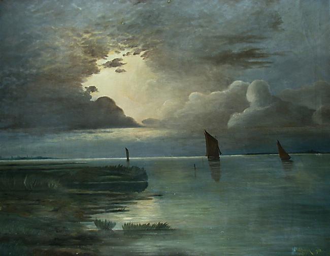 Andreas Achenbach Sonnenuntergang am Meer mit aufziehendem Gewitter Sweden oil painting art